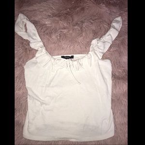 Off the shoulder ruffle crop top